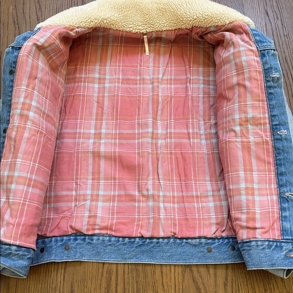 Free People Plaid Lined Trucker Jacket Size Small - Picture 4 of 7